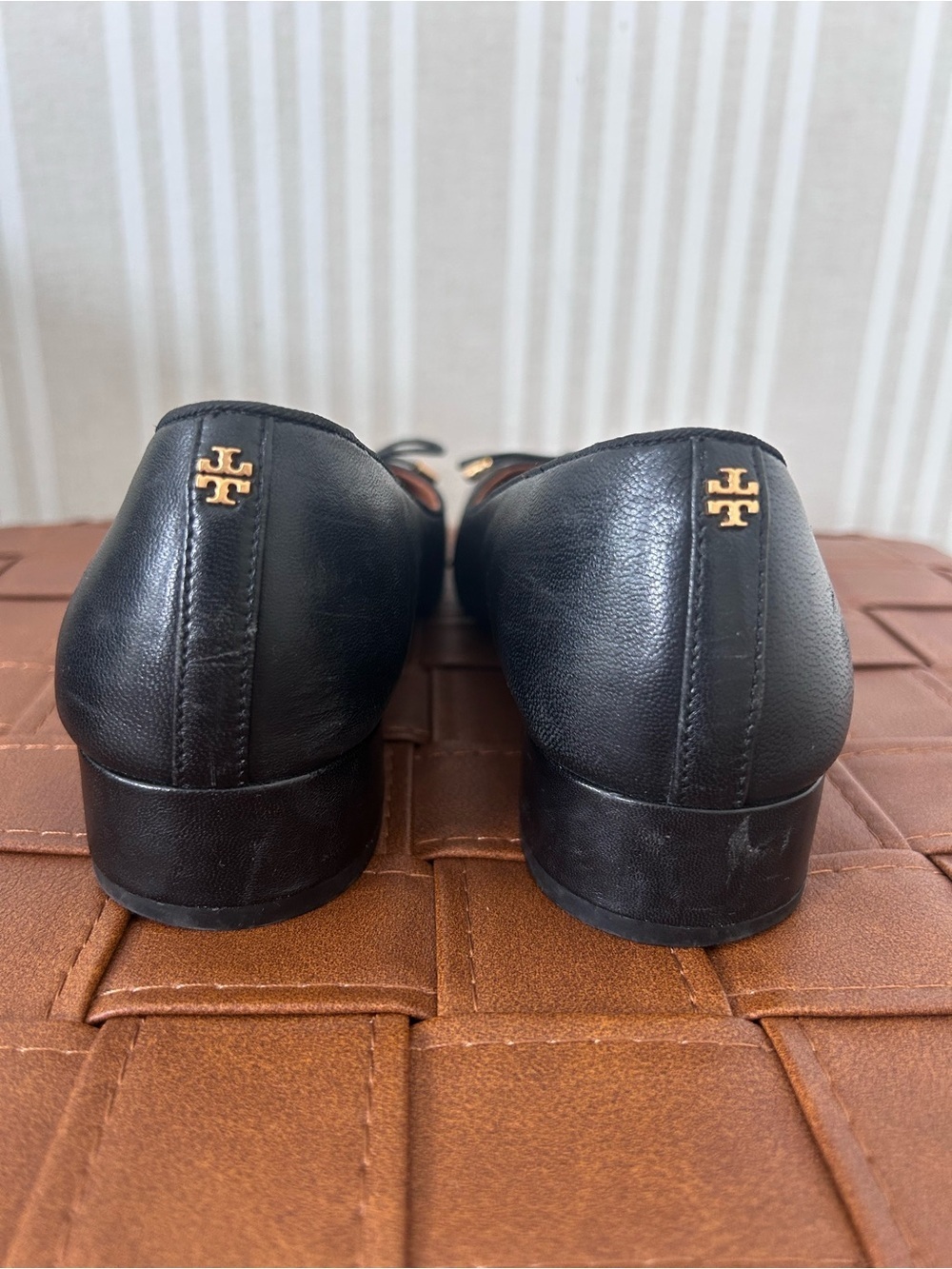 TORY BURCH Brooke Bow 25MM  Black Ballet Nappa Leather Heels Women’s Size 8.5 - Picture 5 of 11